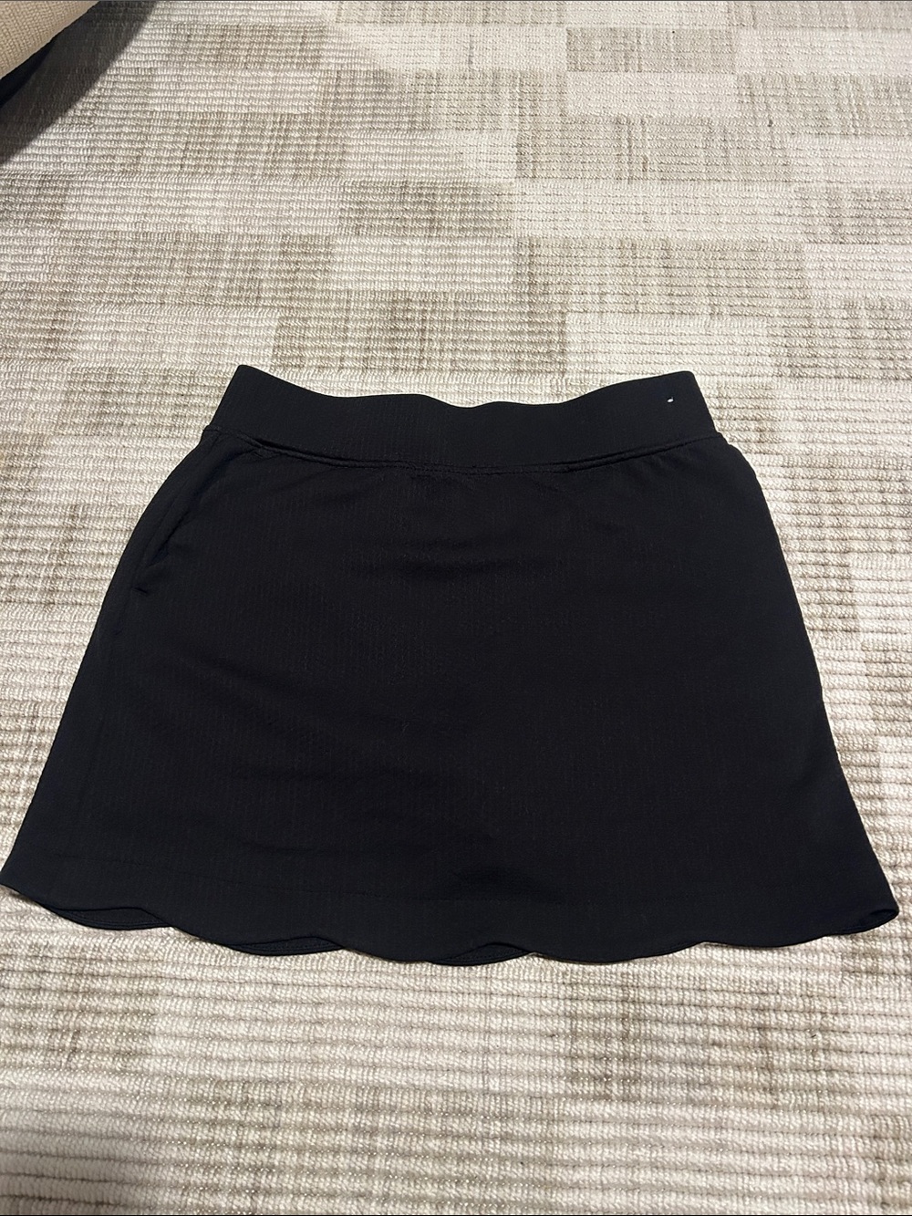 Pebble Beach Black Scalloped-Edge Mini Skirt